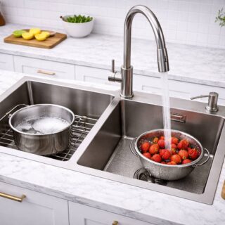 Zlewy dwukomorowe – funkcjonalność, która zmienia codzienne korzystanie z kuchni 5